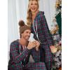 Ekouaer Christmas Onesie for Couples Zipper Hooded Adult Matching Onesie Pajamas with Pockets(Green Plaid)