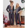 Ekouaer Christmas Onesie for Couples Zipper Hooded Adult Matching Onesie Pajamas with Pockets(Green Plaid)