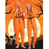 Ekouaer Christmas Onesie for Couples Zipper Hooded Adult Matching Onesie Pajamas with Pockets(Pumpkin)