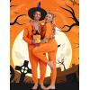 Ekouaer Christmas Onesie for Couples Zipper Hooded Adult Matching Onesie Pajamas with Pockets(Pumpkin)