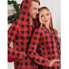 Ekouaer Christmas Onesie for Couples Zipper Hooded Adult Matching Onesie Pajamas with Pockets(Red Black Plaid)