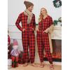 Ekouaer Christmas Onesie for Couples Zipper Hooded Adult Matching Onesie Pajamas with Pockets(Red Black Plaid)