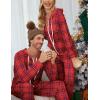 Ekouaer Christmas Onesie for Couples Zipper Hooded Adult Matching Onesie Pajamas with Pockets(Red Plaid)