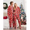 Ekouaer Christmas Onesie for Couples Zipper Hooded Adult Matching Onesie Pajamas with Pockets(Red Santa Snowman Pattern)