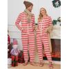 Ekouaer Christmas Onesie for Couples Zipper Hooded Adult Matching Onesie Pajamas with Pockets(Red White Stripes)