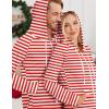 Ekouaer Christmas Onesie for Couples Zipper Hooded Adult Matching Onesie Pajamas with Pockets(Red White Stripes)