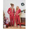 Ekouaer Christmas Onesie for Couples Zipper Hooded Adult Matching Onesie Pajamas with Pockets(Reindeer)