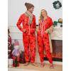 Ekouaer Christmas Onesie for Couples Zipper Hooded Adult Matching Onesie Pajamas with Pockets(Symbol)