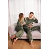 Ekouaer Couples Matching Pajamas Sets Velvet PJs Set for Men and Women Velour Long Sleeve Sleepwear S-XXL(Army Green)