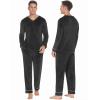 Ekouaer Couples Matching Pajamas Sets Velvet PJs Set for Men and Women Velour Long Sleeve Sleepwear S-XXL(Black)