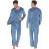 Ekouaer Couples Matching Pajamas Sets Velvet PJs Set for Men and Women Velour Long Sleeve Sleepwear S-XXL(Blue)