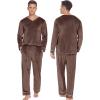 Ekouaer Couples Matching Pajamas Sets Velvet PJs Set for Men and Women Velour Long Sleeve Sleepwear S-XXL(Brown)