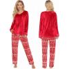 Ekouaer Couples Matching Pajamas Sets Velvet PJs Set for Men and Women Velour Long Sleeve Sleepwear S-XXL(Christmas Red)