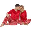 Ekouaer Couples Matching Pajamas Sets Velvet PJs Set for Men and Women Velour Long Sleeve Sleepwear S-XXL(Christmas Red)