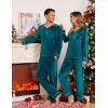 Ekouaer Couples Matching Pajamas Sets Velvet PJs Set for Men and Women Velour Long Sleeve Sleepwear S-XXL(Dark Green)