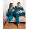 Ekouaer Couples Matching Pajamas Sets Velvet PJs Set for Men and Women Velour Long Sleeve Sleepwear S-XXL(Dark Green)