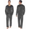 Ekouaer Couples Matching Pajamas Sets Velvet PJs Set for Men and Women Velour Long Sleeve Sleepwear S-XXL(Deep Gray)
