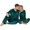 Ekouaer Couples Matching Pajamas Sets Velvet PJs Set for Men and Women Velour Long Sleeve Sleepwear S-XXL(Green)