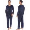 Ekouaer Couples Matching Pajamas Sets Velvet PJs Set for Men and Women Velour Long Sleeve Sleepwear S-XXL(Navy)