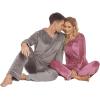 Ekouaer Couples Matching Pajamas Sets Velvet PJs Set for Men and Women Velour Long Sleeve Sleepwear S-XXL(Pink)