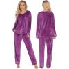 Ekouaer Couples Matching Pajamas Sets Velvet PJs Set for Men and Women Velour Long Sleeve Sleepwear S-XXL(Purple)