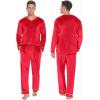 Ekouaer Couples Matching Pajamas Sets Velvet PJs Set for Men and Women Velour Long Sleeve Sleepwear S-XXL(Red)