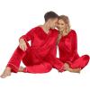 Ekouaer Couples Matching Pajamas Sets Velvet PJs Set for Men and Women Velour Long Sleeve Sleepwear S-XXL(Red)