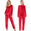 Ekouaer Couples Matching Pajamas Sets Velvet PJs Set for Men and Women Velour Long Sleeve Sleepwear S-XXL(Red)
