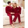 Ekouaer Couples Matching Pajamas Sets Velvet PJs Set for Men and Women Velour Long Sleeve Sleepwear S-XXL(Wine Red)