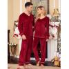 Ekouaer Couples Matching Pajamas Sets Velvet PJs Set for Men and Women Velour Long Sleeve Sleepwear S-XXL(Wine Red)
