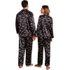Ekouaer Couples Matching Pajamas Silk Long Sleeve Sleepwear Satin Soft Button Down Loungewear Pjs Set(Black With Snowflakes)