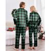 Ekouaer Couples Matching Pajamas Silk Long Sleeve Sleepwear Satin Soft Button Down Loungewear Pjs Set(Black and Green Plaid)