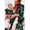 Ekouaer Couples Matching Pajamas Silk Long Sleeve Sleepwear Satin Soft Button Down Loungewear Pjs Set(Black and Green Plaid)