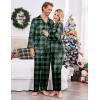 Ekouaer Couples Matching Pajamas Silk Long Sleeve Sleepwear Satin Soft Button Down Loungewear Pjs Set(Black and Green Plaid)