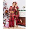 Ekouaer Couples Matching Pajamas Silk Long Sleeve Sleepwear Satin Soft Button Down Loungewear Pjs Set(Black and Red Plaid)