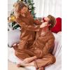 Ekouaer Couples Matching Pajamas Silk Long Sleeve Sleepwear Satin Soft Button Down Loungewear Pjs Set(Brown)