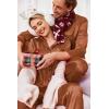 Ekouaer Couples Matching Pajamas Silk Long Sleeve Sleepwear Satin Soft Button Down Loungewear Pjs Set(Brown)