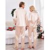 Ekouaer Couples Matching Pajamas Silk Long Sleeve Sleepwear Satin Soft Button Down Loungewear Pjs Set(Champagne)