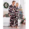 Ekouaer Couples Matching Pajamas Silk Long Sleeve Sleepwear Satin Soft Button Down Loungewear Pjs Set(Christmas Black Santa)