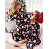 Ekouaer Couples Matching Pajamas Silk Long Sleeve Sleepwear Satin Soft Button Down Loungewear Pjs Set(Christmas Black Santa)