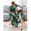 Ekouaer Couples Matching Pajamas Silk Long Sleeve Sleepwear Satin Soft Button Down Loungewear Pjs Set(Christmas Green)