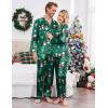 Ekouaer Couples Matching Pajamas Silk Long Sleeve Sleepwear Satin Soft Button Down Loungewear Pjs Set(Christmas Green)