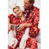 Ekouaer Couples Matching Pajamas Silk Long Sleeve Sleepwear Satin Soft Button Down Loungewear Pjs Set(Christmas Red)