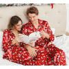 Ekouaer Couples Matching Pajamas Silk Long Sleeve Sleepwear Satin Soft Button Down Loungewear Pjs Set(Christmas Red)