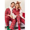Ekouaer Couples Matching Pajamas Silk Long Sleeve Sleepwear Satin Soft Button Down Loungewear Pjs Set(Christmas Red Plaid)