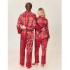 Ekouaer Couples Matching Pajamas Silk Long Sleeve Sleepwear Satin Soft Button Down Loungewear Pjs Set(Christmas Red Plaid)