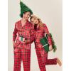 Ekouaer Couples Matching Pajamas Silk Long Sleeve Sleepwear Satin Soft Button Down Loungewear Pjs Set(Christmas Red Plaid)