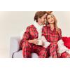 Ekouaer Couples Matching Pajamas Silk Long Sleeve Sleepwear Satin Soft Button Down Loungewear Pjs Set(Christmas Red Plaid)
