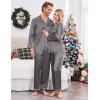 Ekouaer Couples Matching Pajamas Silk Long Sleeve Sleepwear Satin Soft Button Down Loungewear Pjs Set(Dark Grey)