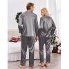 Ekouaer Couples Matching Pajamas Silk Long Sleeve Sleepwear Satin Soft Button Down Loungewear Pjs Set(Dark Grey)